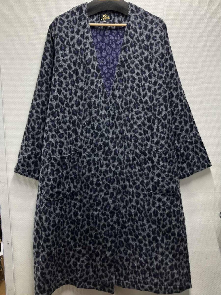 NEEDLES 17 AW レオパード ガウン ウール ロング カーディガン ニードルズ グレー パープル メンズ 日本製 BG 039 長袖 ネペンテス