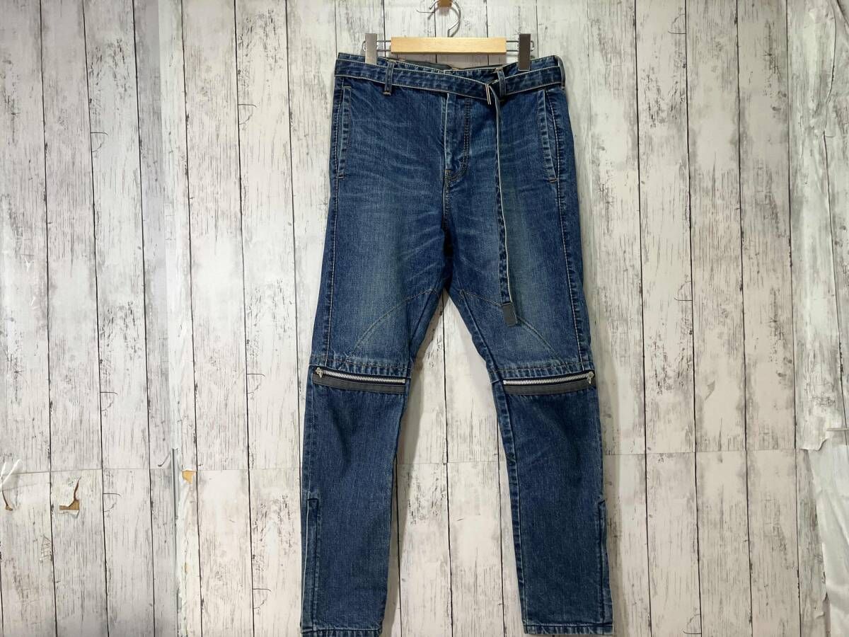 sacai サカイ ベルト ニージップ デニムパンツ ジーンズ 19-02067M 