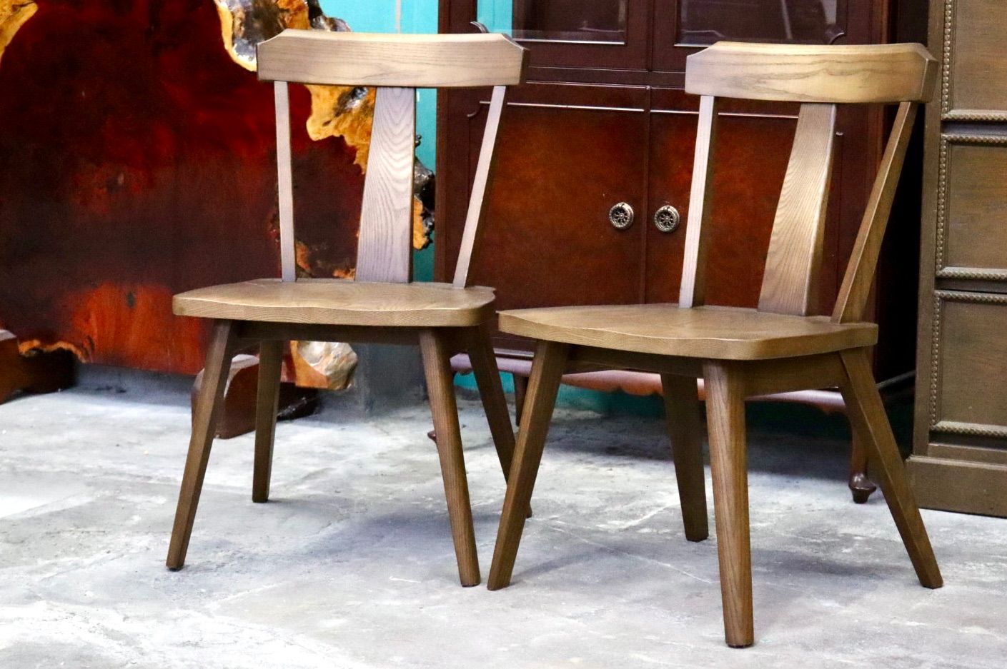 らくよう工芸 飛騨家具 ダイニングチェア アームレスチェア 椅子 2脚セット 木製 無垢材 シンプル ナチュラル カントリー