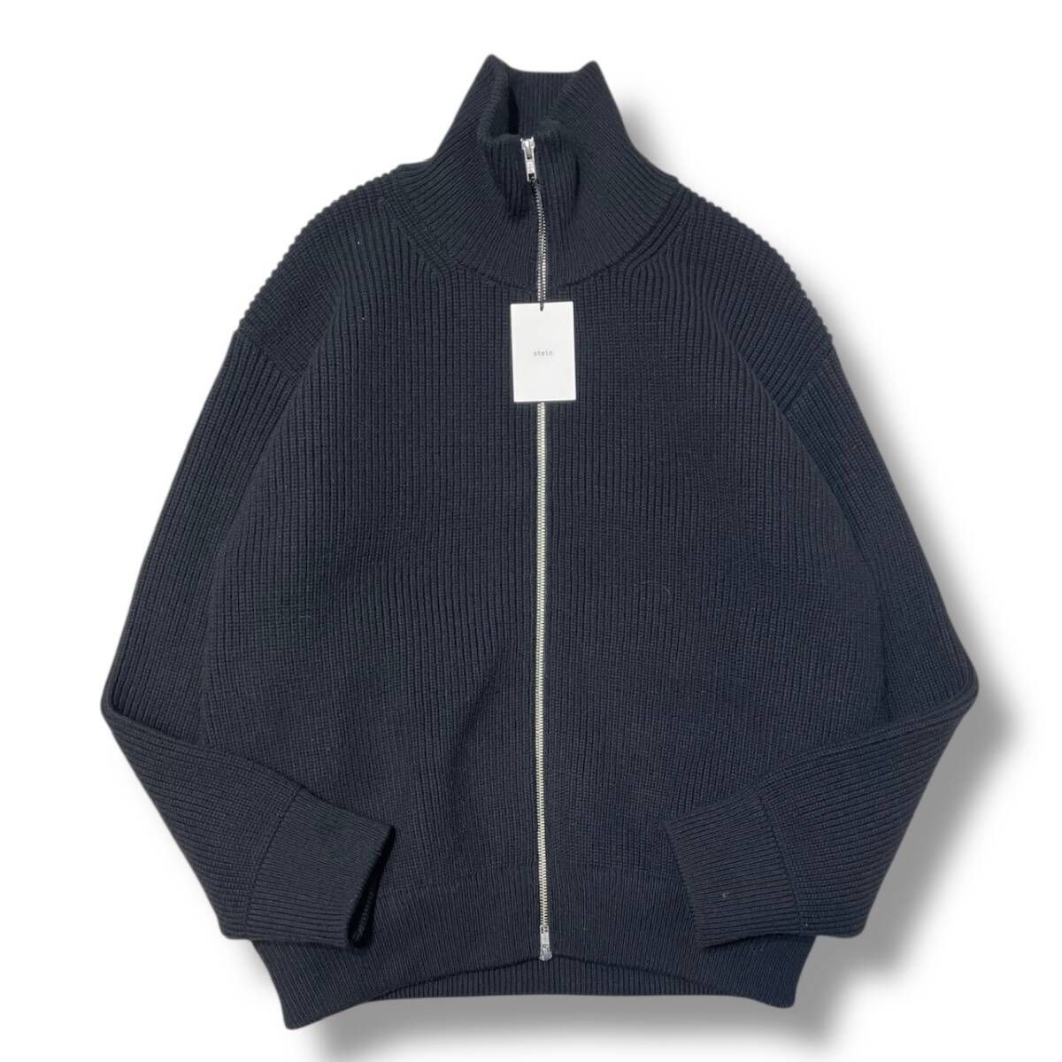 23 AW stein OVERSIZED DRIVERS KNIT ZIP JACKET サイズS ブラック シュタイン