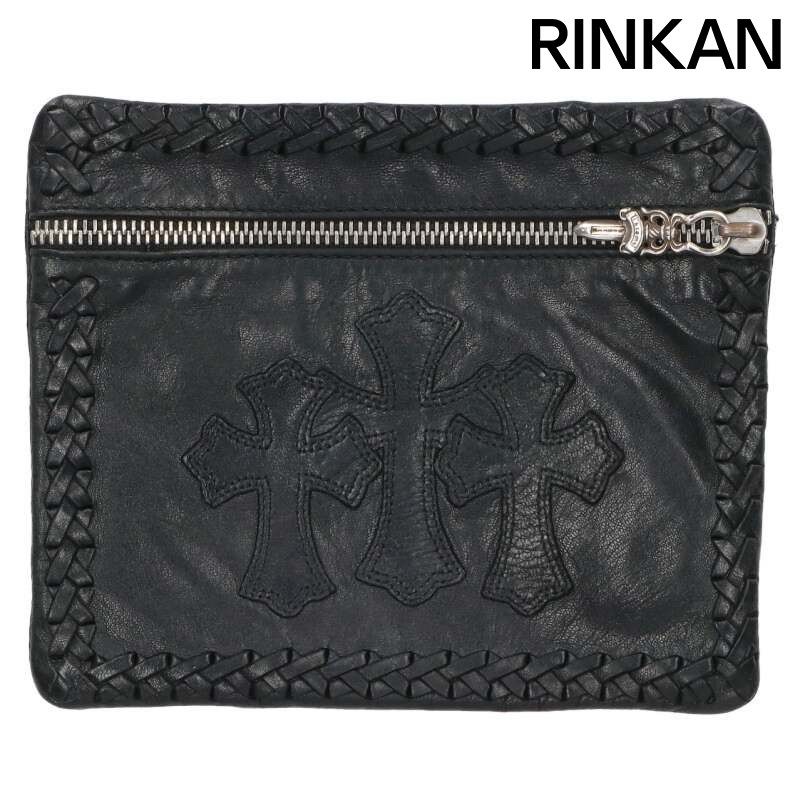 クロムハーツ LACE SIDE POUCH クロスパッチ付きレザーミニポーチ メンズ