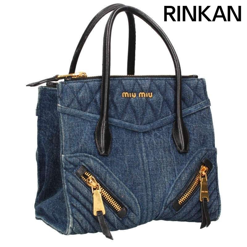 ミュウミュウ 2A87 DENIM BIKER バイカー デニムハンドバッグ