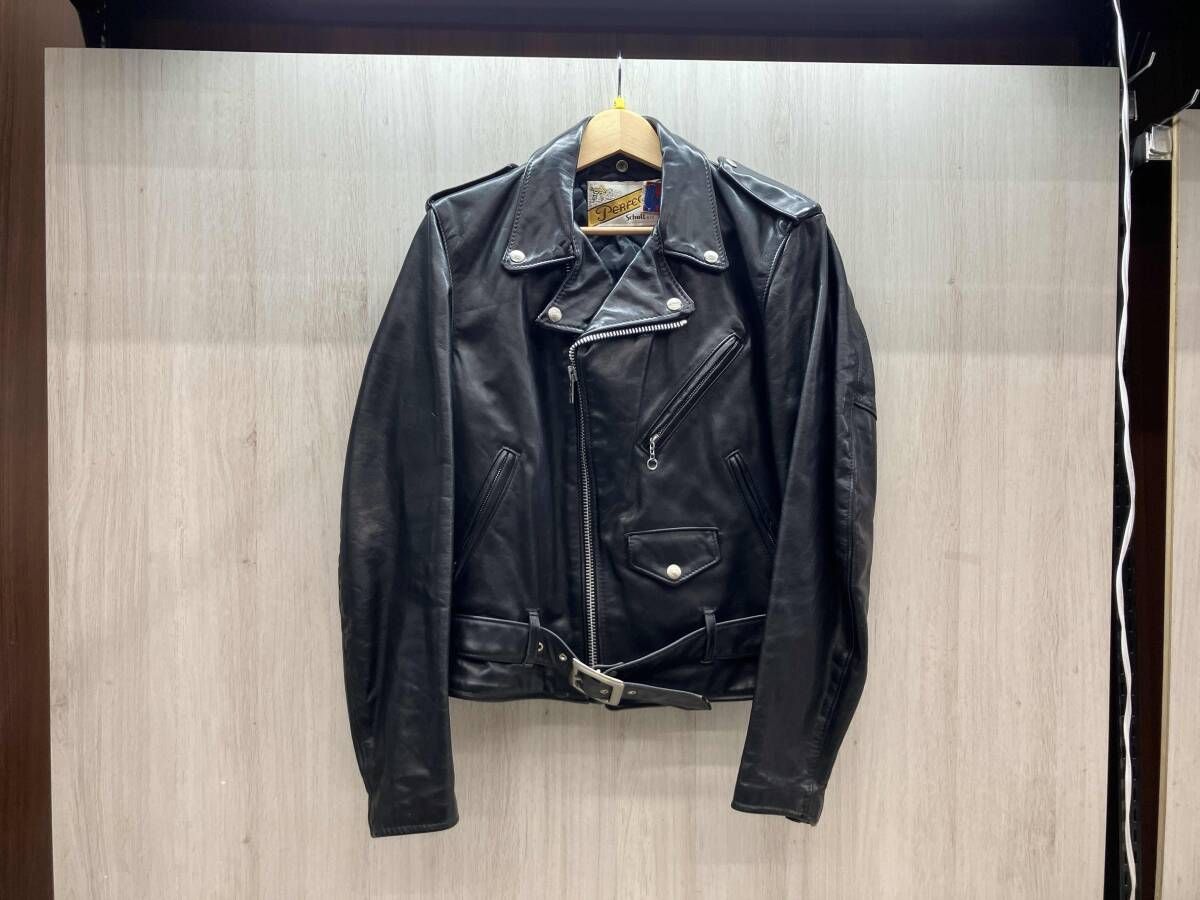Schott PERFECTO レザー ダブルライダース 36 現状品／襟裏少々革カビ