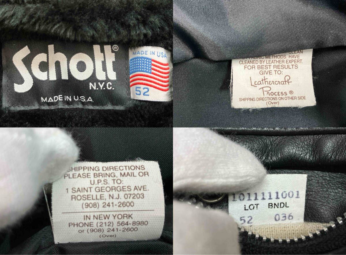 Schott ボアライナー付き レザー シングルライダース 52 販売 ショット