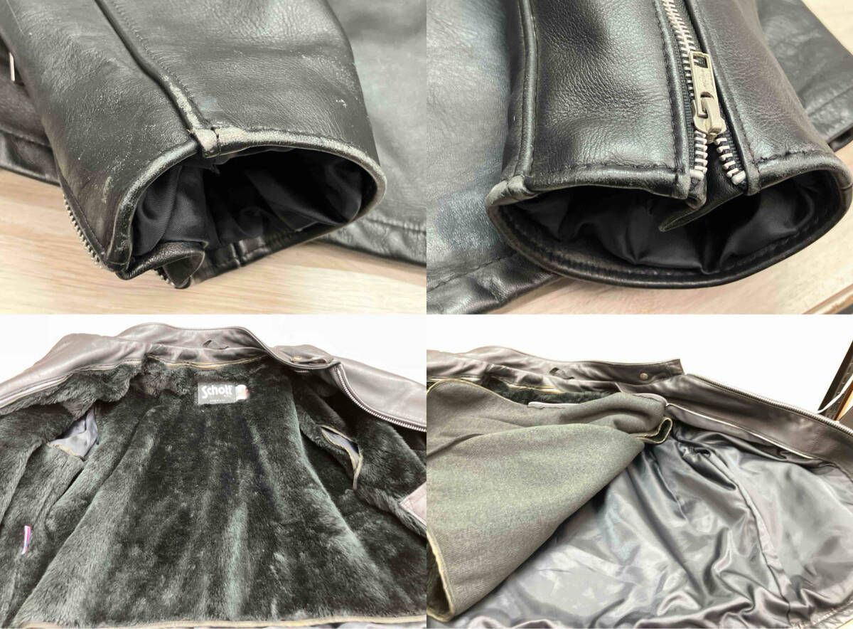 Schott ボアライナー付き レザー シングルライダース 52 販売 ショット