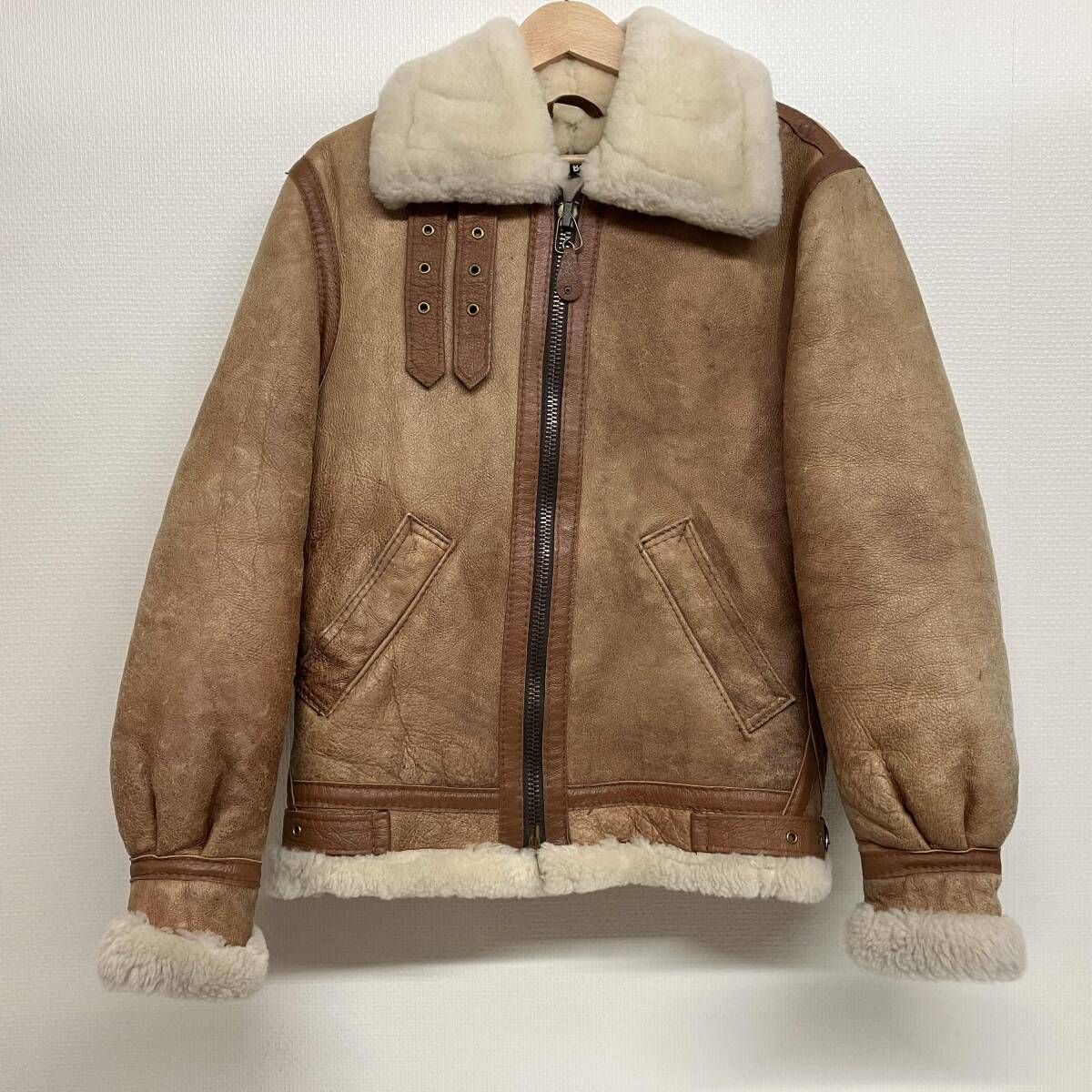 米国製✨schott フライトジャケット　B-3 ムートン　ボア　ブラウン　44 USA Schott B-3 Mouton Leather Flight Jacket Brown Mens-ML – ataco