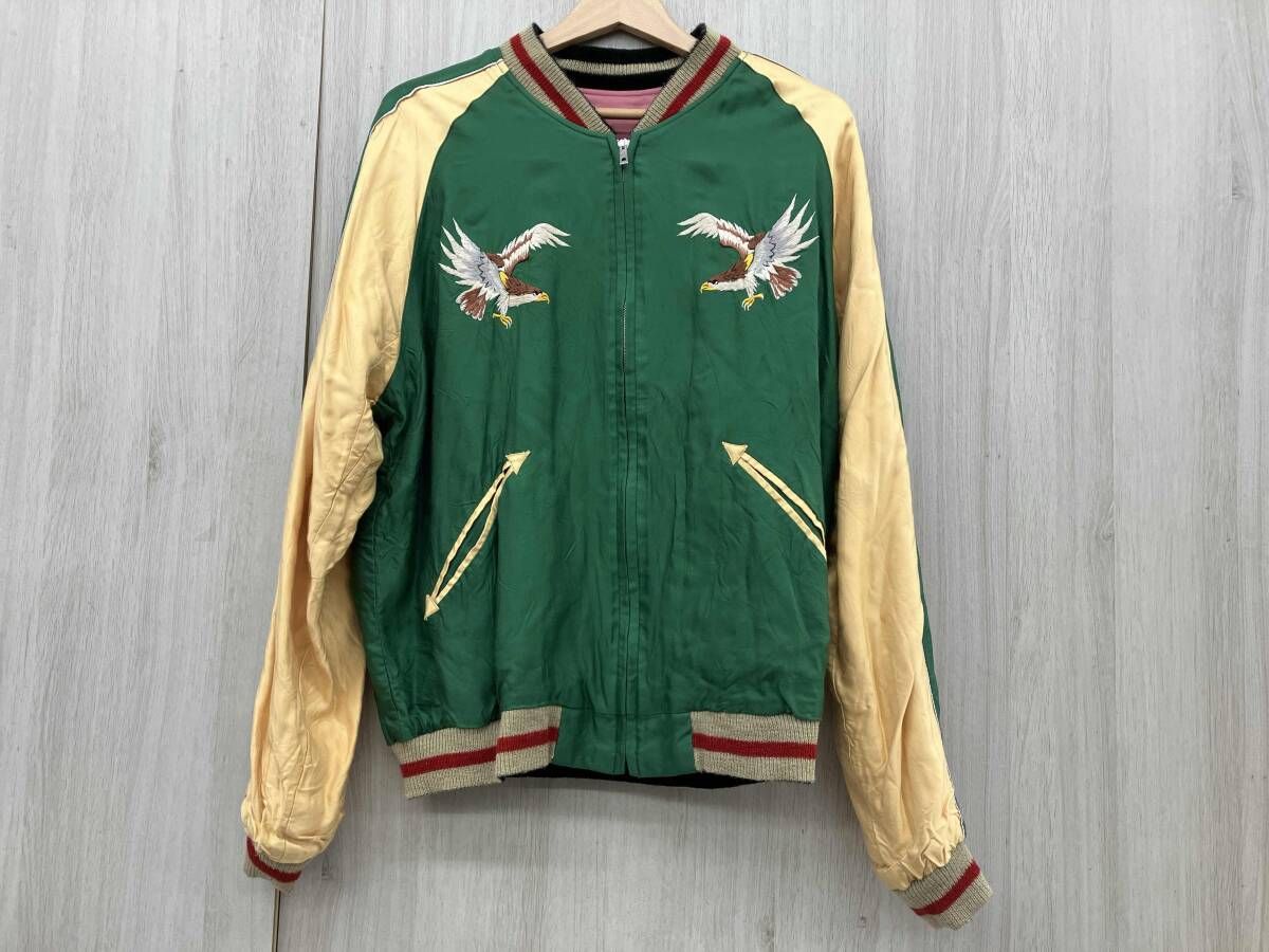 東洋エンタープライズ スカジャン XLサイズ SCULL × JAPAN MAP GRN×PNK