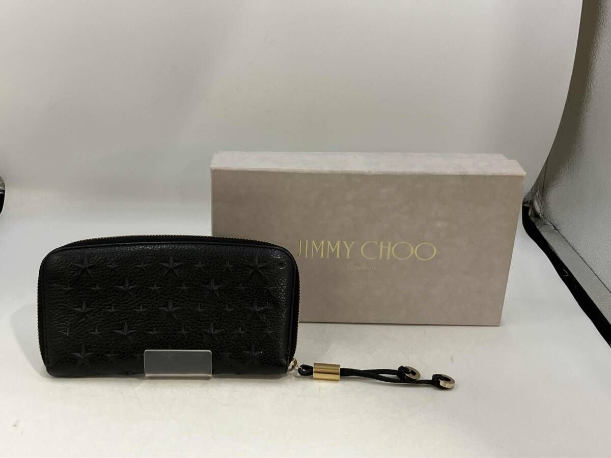 JIMMY CHOO ジミーチュウ 長財布 レザー星型押 ブラック系 - メルカリ