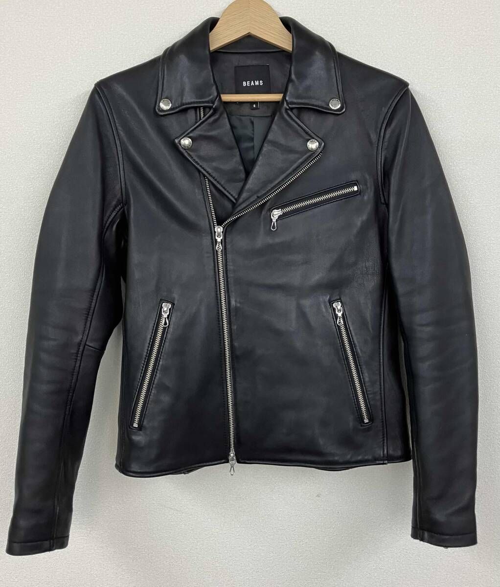 BEAMS ビームス　ダブル　ライダース　レザー　ジャケット　メンズ　サイズL BEAMS ビームス レザー ダブル ライダージャケット メンズS ブラック 牛革