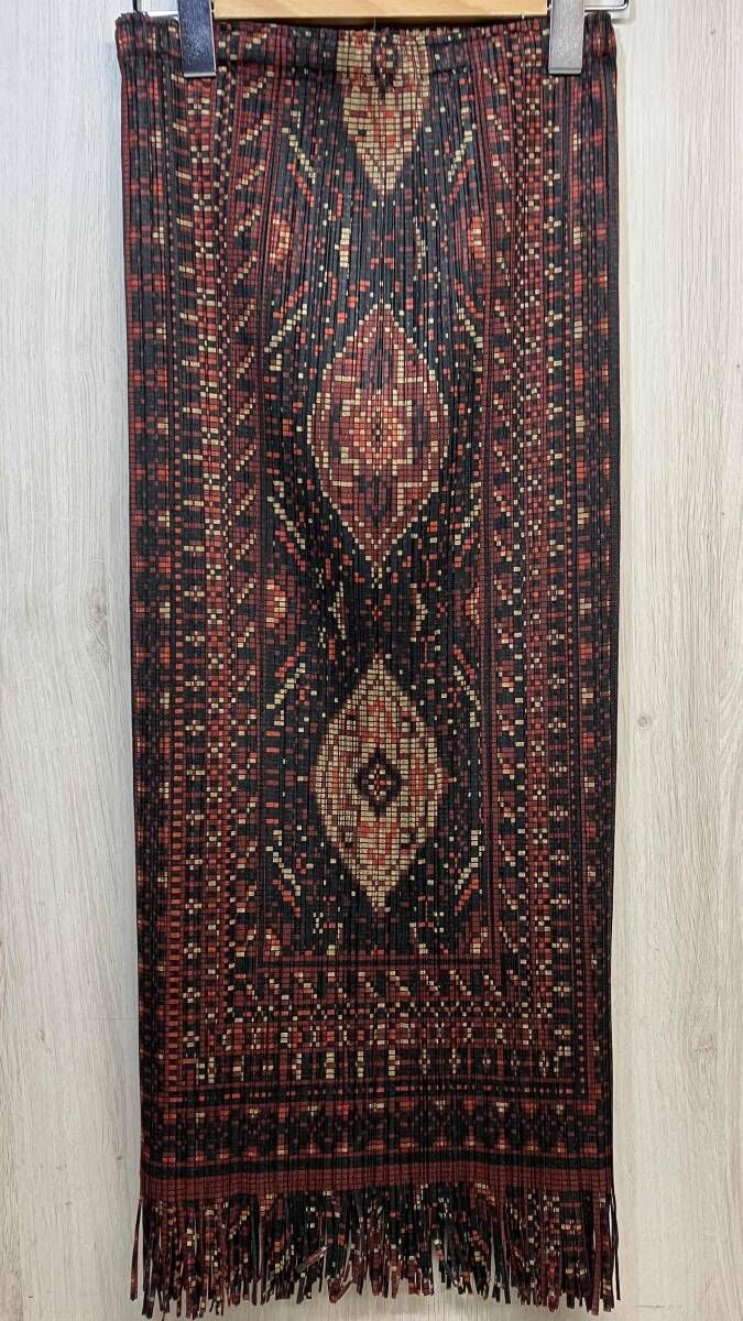 PLEATS PLEASE ISSEY MIYAKE PP 63 JG 713 ロング スカート プリーツプリーズ イッセイミヤケ フリンジ モザイク レディース