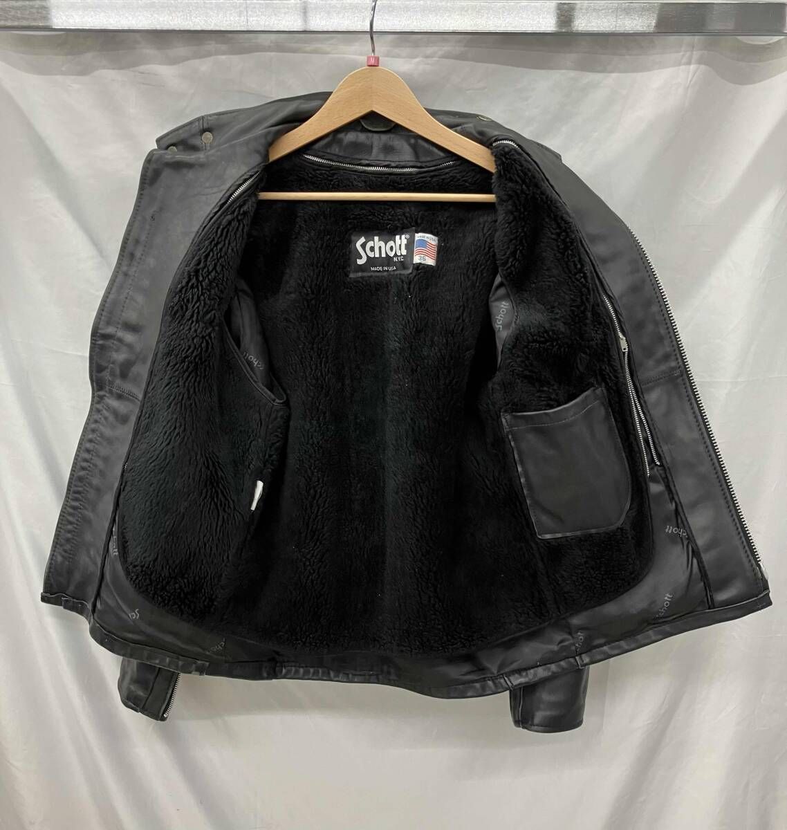 Schott ブラック レザージャケット 36 641BLKFRONTDSC_03551.jpg
