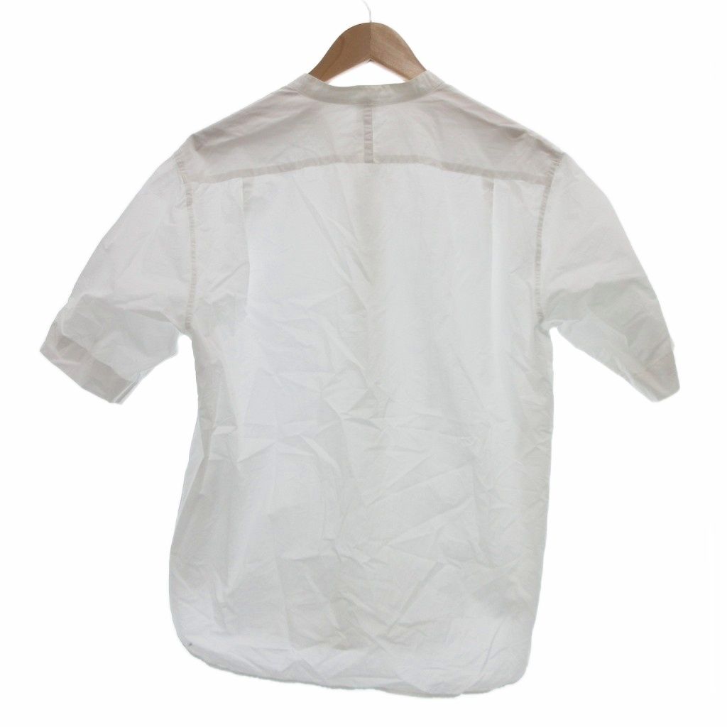 マーガレットハウエル MHL. 半袖シャツ リネン混 M 白 ホワイト バンド