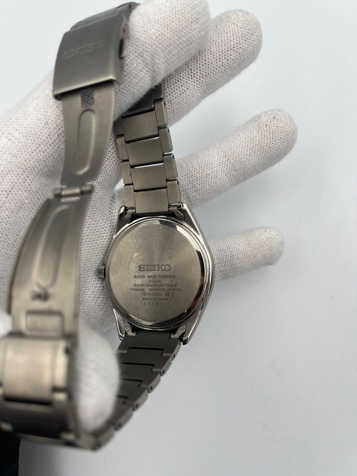 SEIKO セイコー 電波ソーラー チタン メンズ腕時計 ブラック文字盤 7 B 76