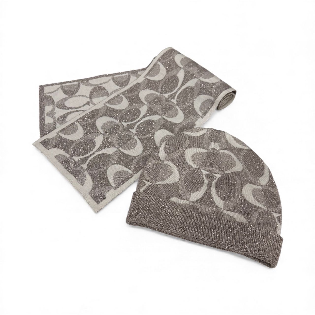 COACH コーチ シグネチャー メタリック ビーニー＆マフラー