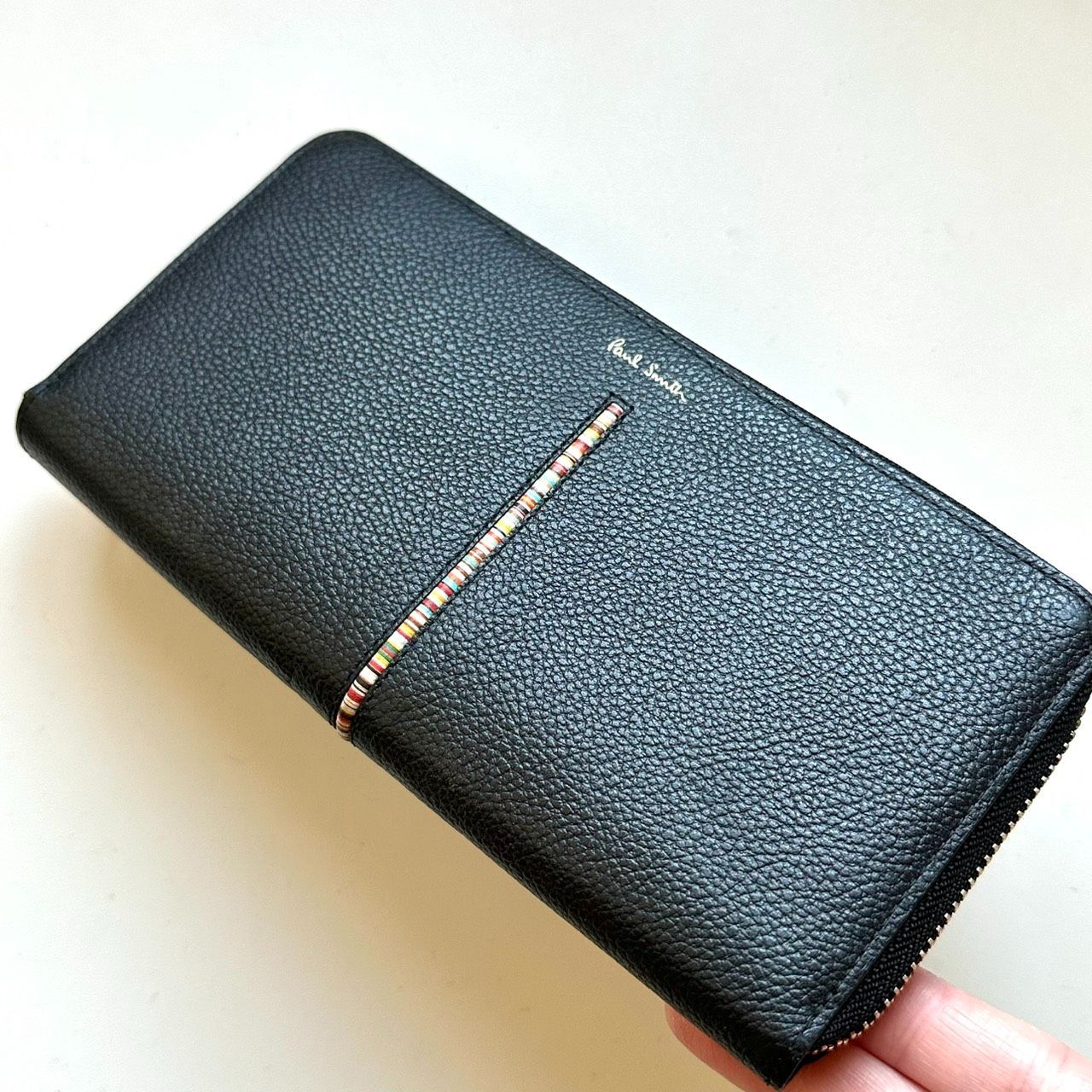 ポールスミス Paul Smith 長財布 マルチストライプ ブラック 美品