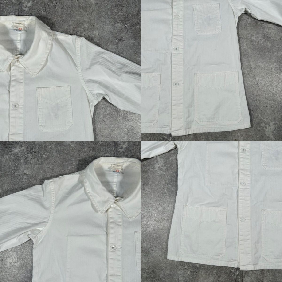 SOLIDA ホワイト コットン 60's 70's ヘリンボーン ユーロワーク