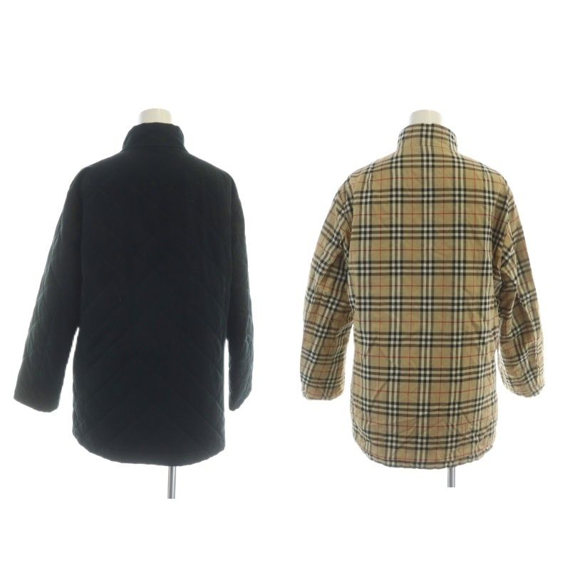 バーバリーズ Burberrys ヴィンテージ ナイロン ジャケット リバーシブル ジップアップ ノバチェック キルティング 7 茶 ブラウン 黒 ブラック GY 11 MQ