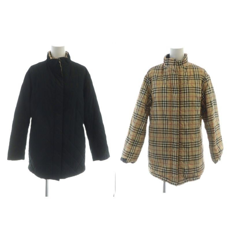 バーバリーズ Burberrys ヴィンテージ ナイロン ジャケット リバーシブル ジップアップ ノバチェック キルティング 7 茶 ブラウン 黒 ブラック GY 11 |MQ