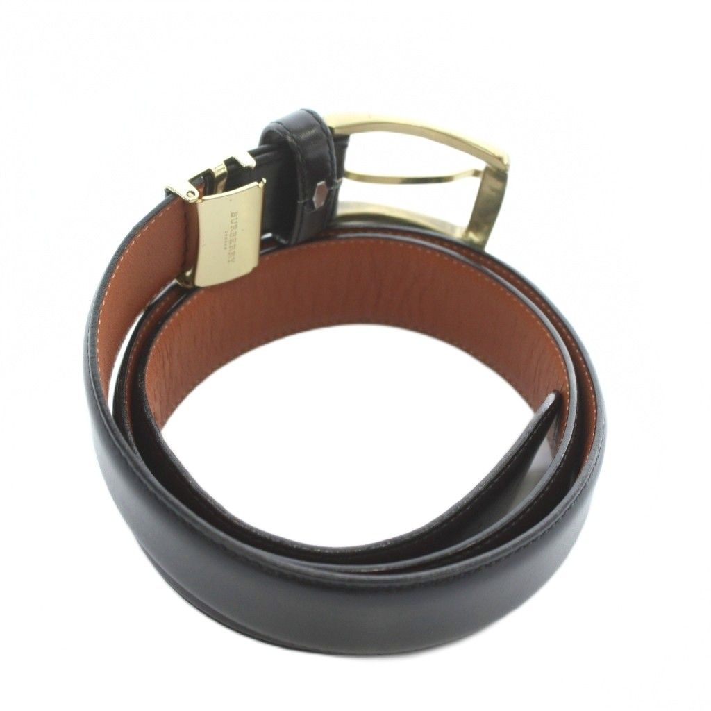 バーバリー ロンドン LONDON ベルト ハトメ レザー ロゴ ゴールド金具 黒 ブラック 茶色 ブラウン XZ GY 11