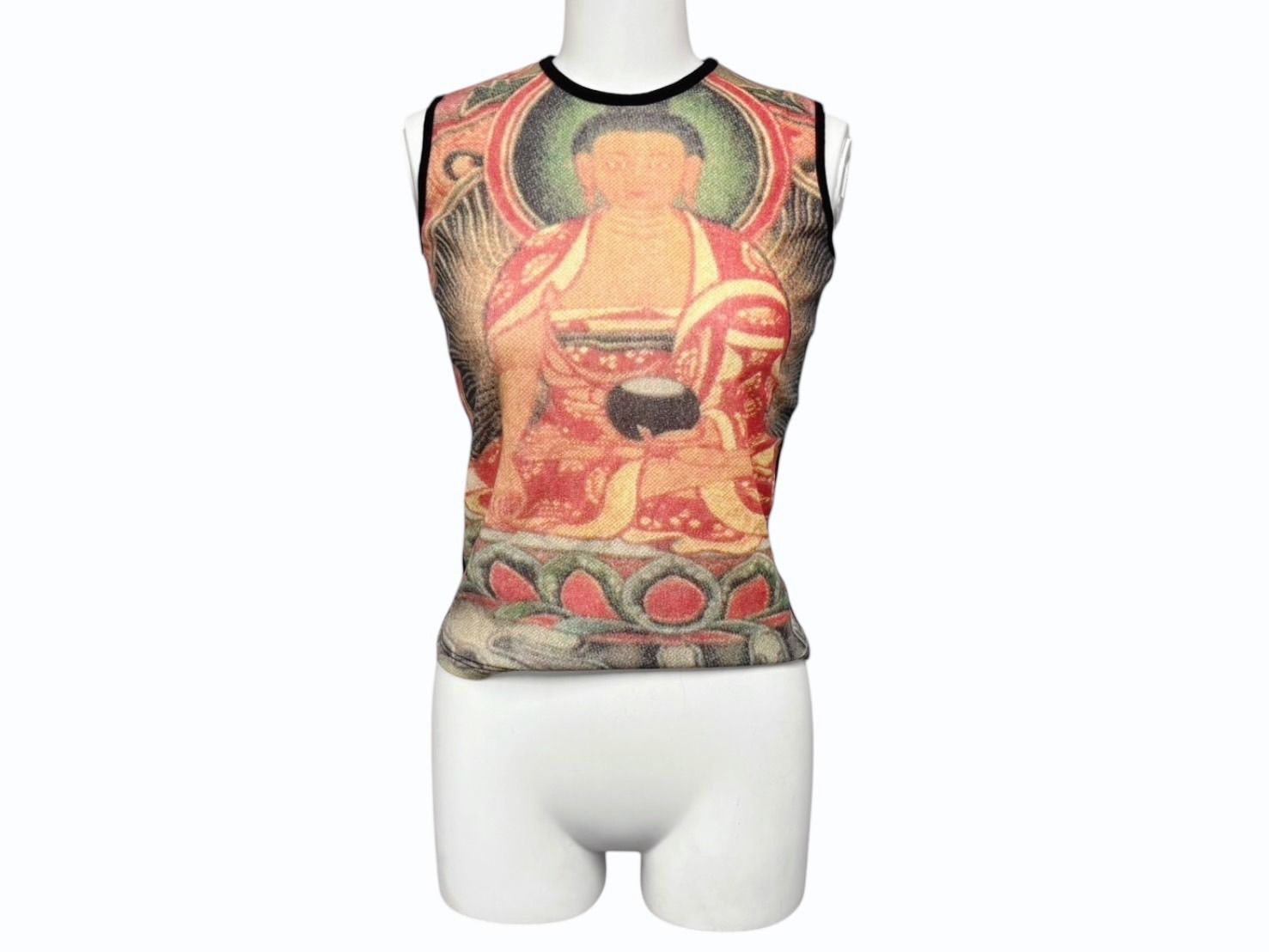 ウェアハウス タンクトップ ノースリーブ ブラック マルチカラー ナイロン コットン サイズ UK 8 4 b 010384