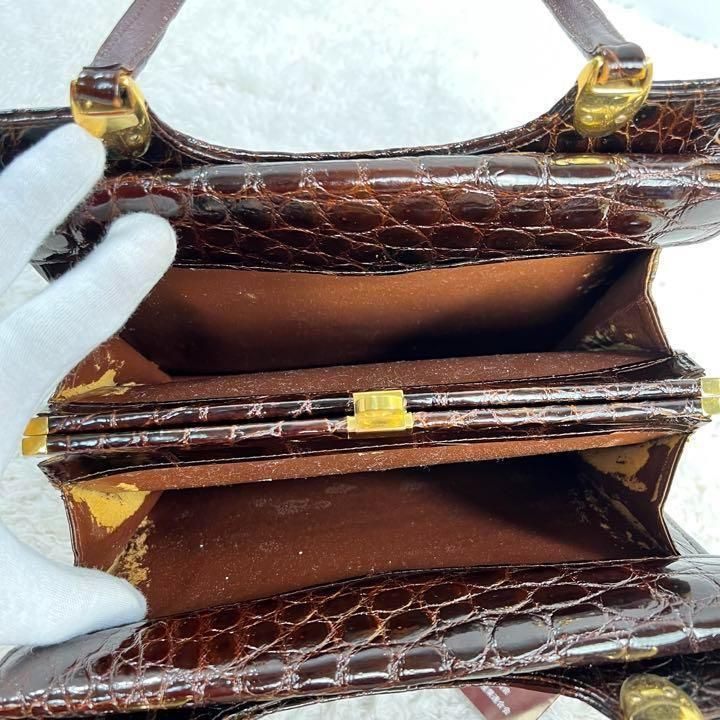 JRA認定・美品】シャイニングクロコダイル ハンドバッグ トートバッグ