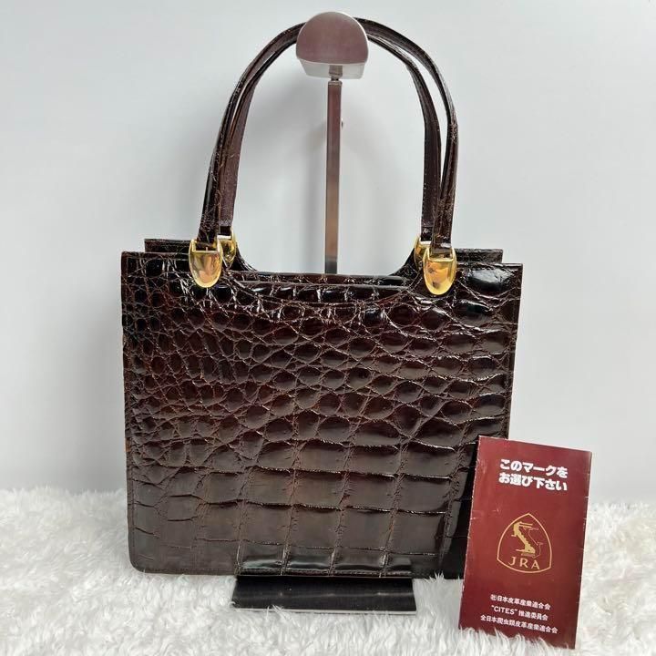 極美品 クロコダイル JRA ハンドバッグ バック シャイニングクロコ 楽天市場】クロコダイル ハンドバッグ 日本製 シャイニング 加工