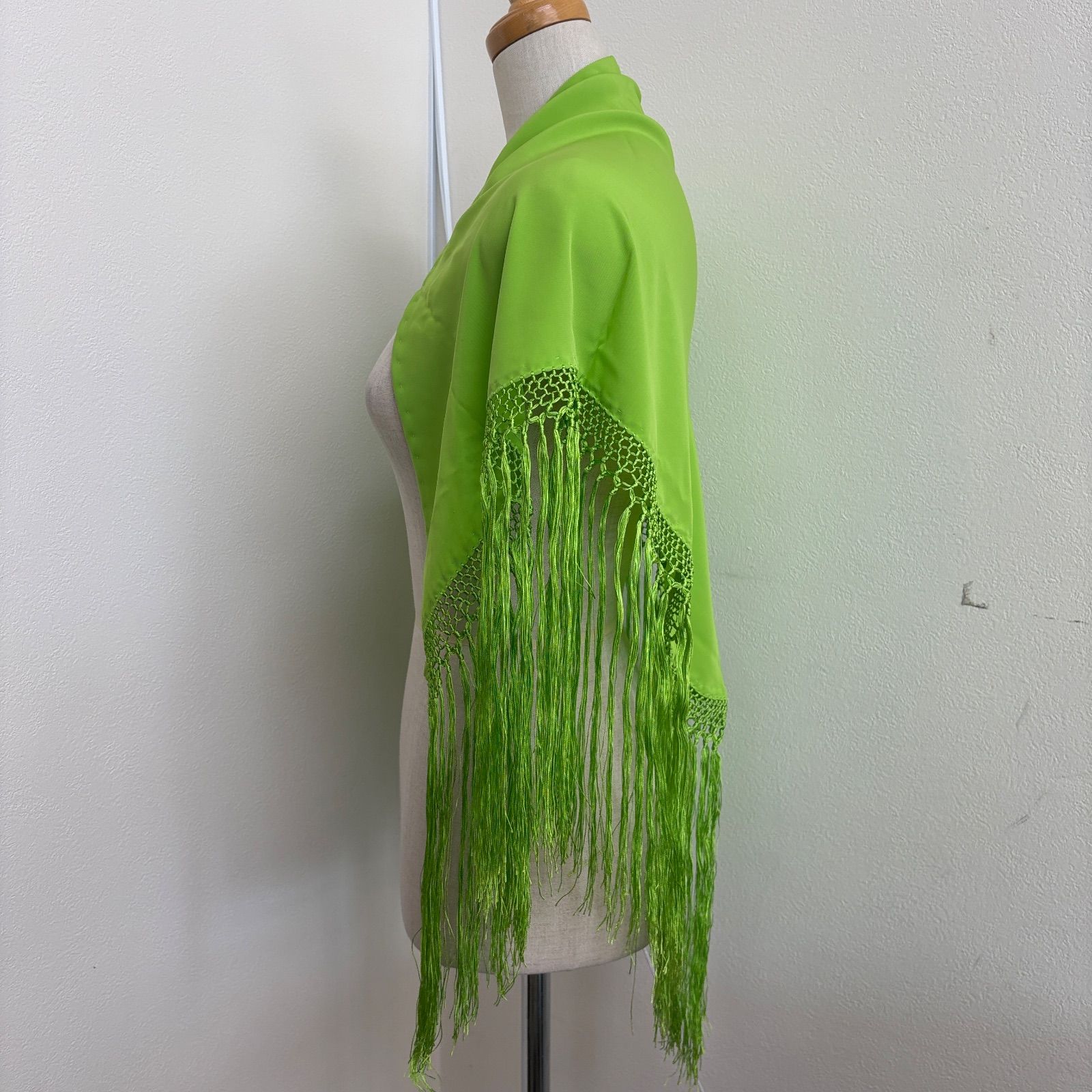 フラメンコ用シージョ(ショール) グリーン　新品 フラメンコ シージョ 黄緑 フリンジ ショール - メルカリ