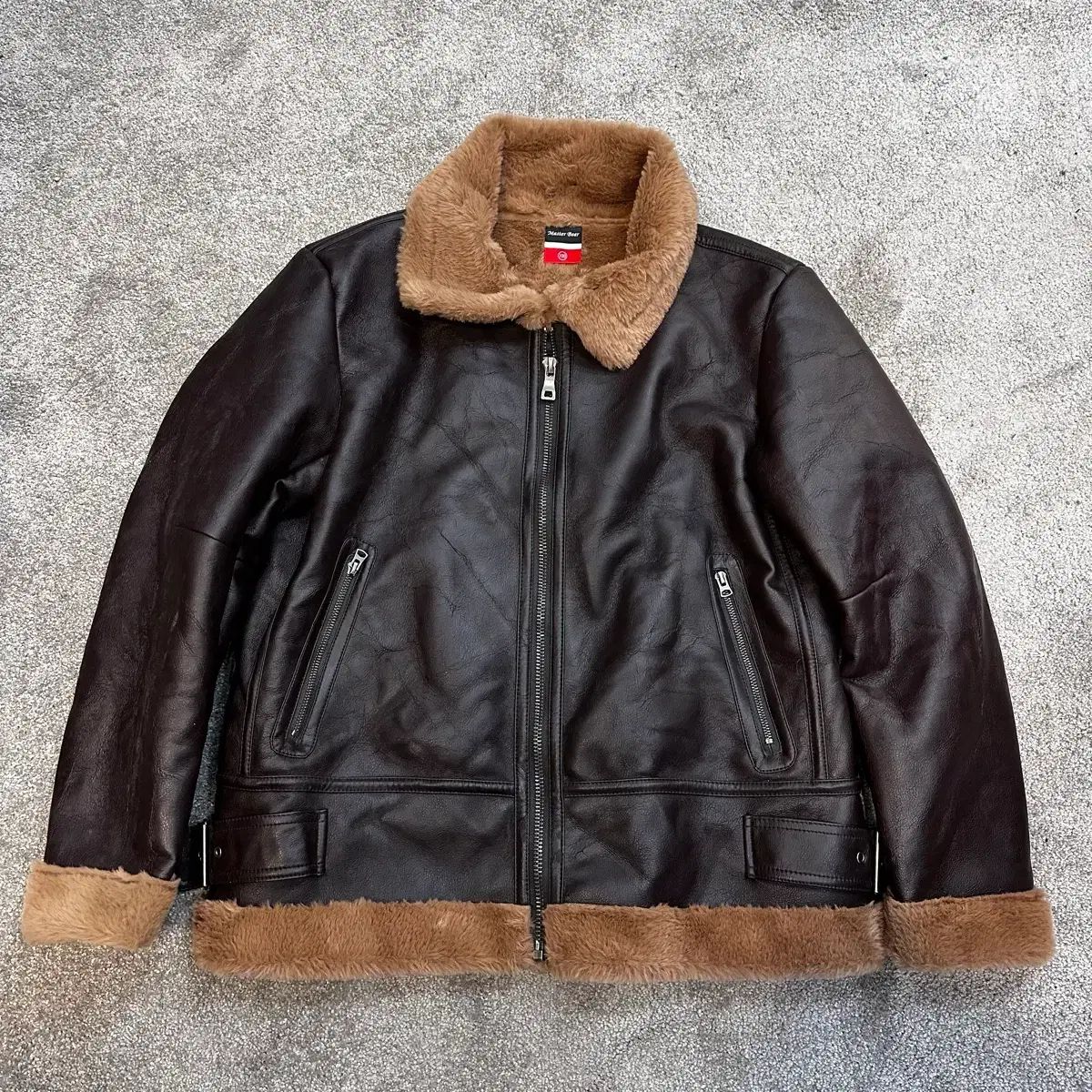 ヴィンテージ ブラウン フェイク ムートン ジャケット