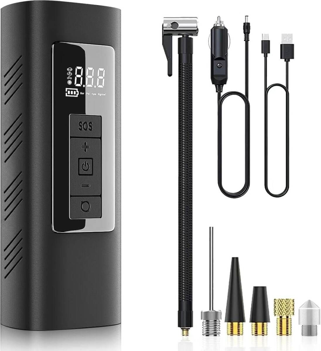 自転車 電動空気入れ バイク 車 コードレス 6000mAh 大容量バッテリー