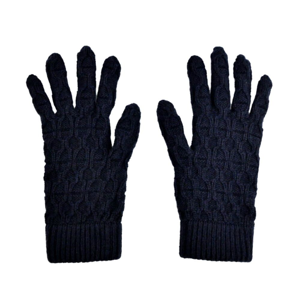 名東 エルメス 手袋 トリ マイヨン グローブ ネイビー Mサイズ カシミヤ メンズ 男