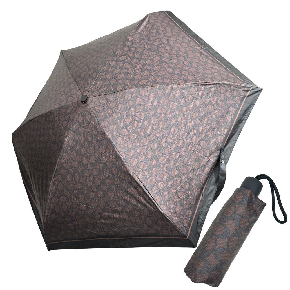 コーチ COACH 傘 折りたたみ傘 小物 UVカット シグネチャー ミニ アンブレラ CZ 197 SVEEW ウォルナット ブラック