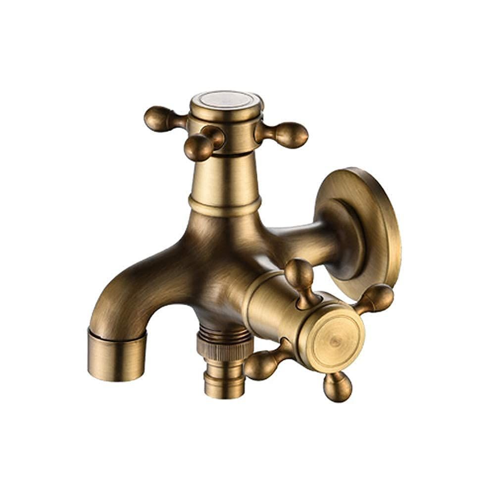 人気商品】スタイル 水道 レトロ 分配 アンティーク 真鍮製 2口 北欧