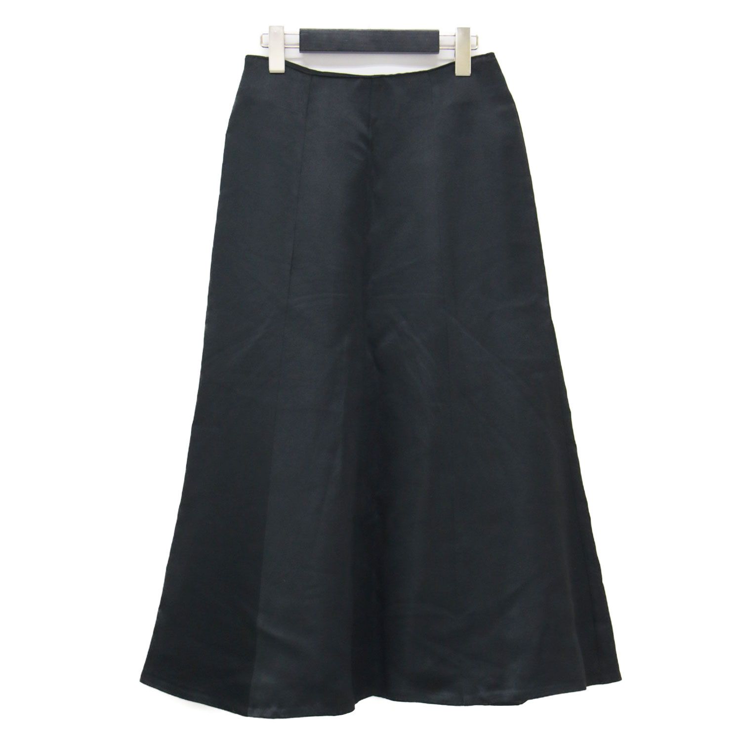 Ballsey ボールジー スカート ブラック 黒 サイズ 32 5号 24秋冬 ジグリーサテン マーメイド フ ミディ丈 Aライン タック ボトムス レディース