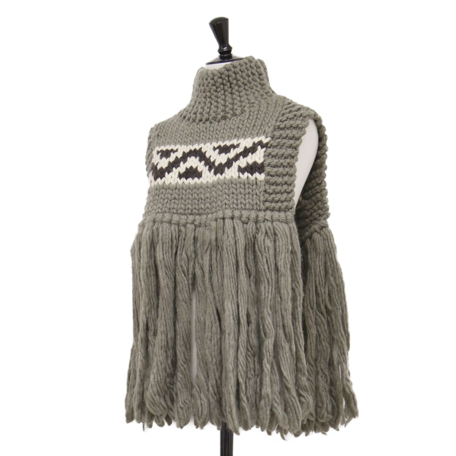 HYKE ハイク コットンカシミヤ ニットベスト カーキ系 クルーネック HYKE ハイク ベスト カーキ系 サイズ:FREE | 21秋冬 ハイネック