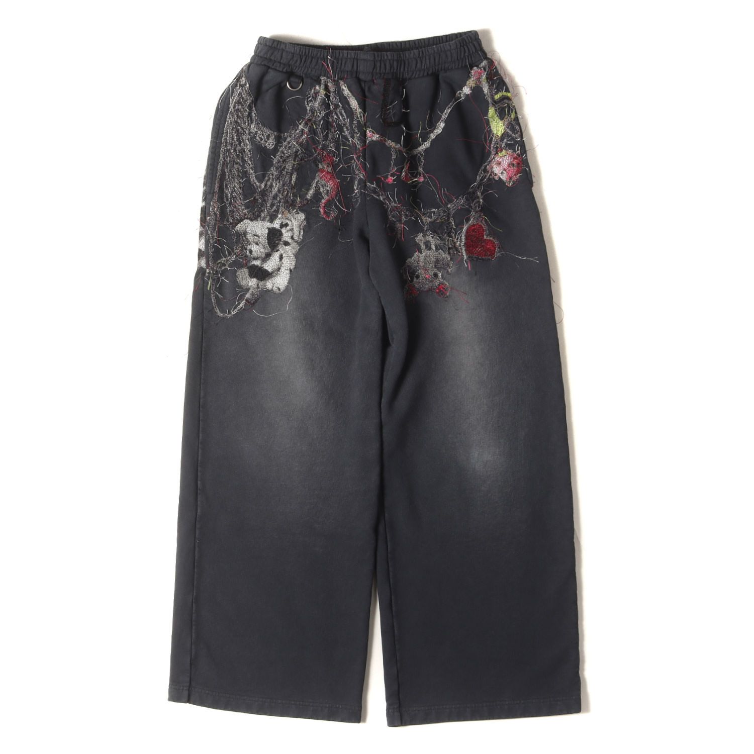 doublet ダブレット パンツ ブラック 黒 サイズ S 25 AW チェーン 刺繍 ワイドバギー スウェットパンツ EMBROIDERED CHAIN SWEATPANTS ボトムス ズボン メンズ
