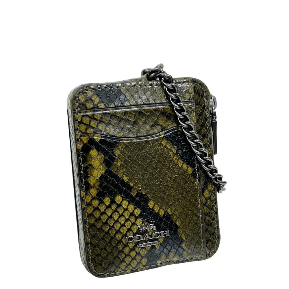 コーチ 財布 レディース COACH コインケース スネーク プリント ジップ カード ケース CCO 20 QBD オリーブマルチ