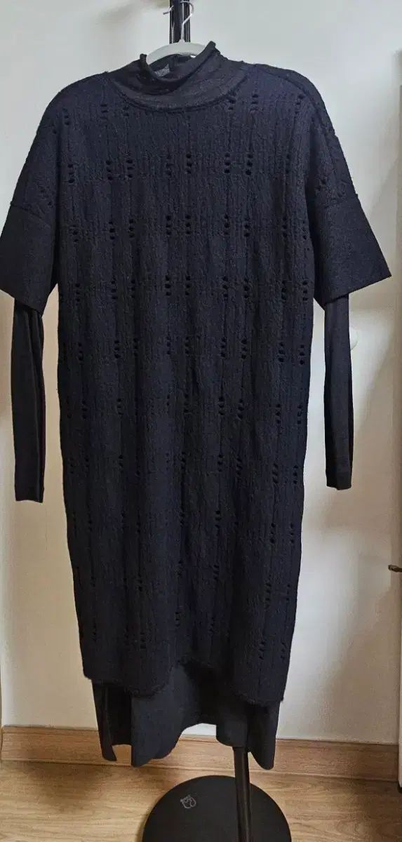 KUHO クホ ブラック ロング ニット レイヤード ONE PIECE