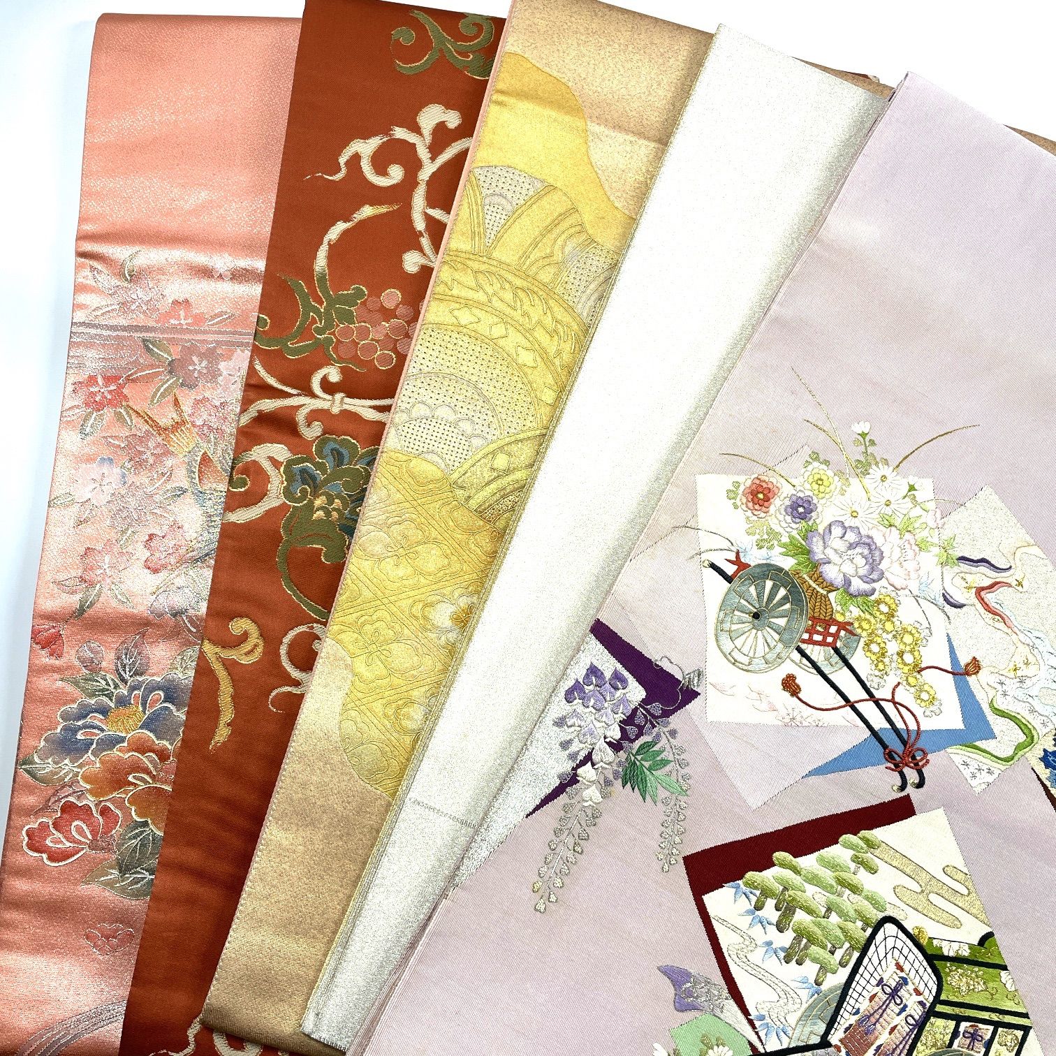 袋帯 5本 正絹 帯まとめ売り 同梱購入歓迎 リメイク用 着付け練習用