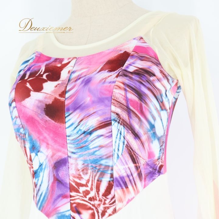 社交ダンス 衣装 ワンピース ドレス スタンダード フロート レース 白