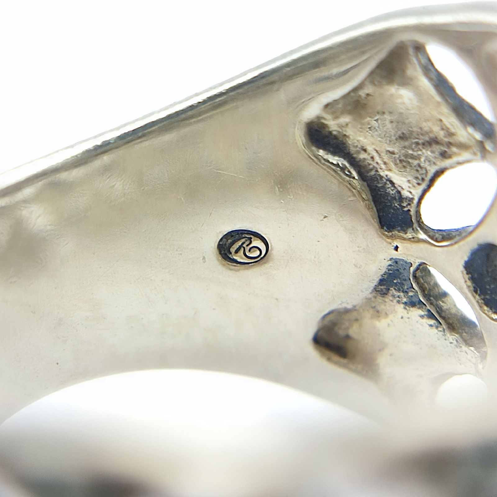 美品】碌山 ロクザン パイライトワイドリング 透かし SILVER シルバー