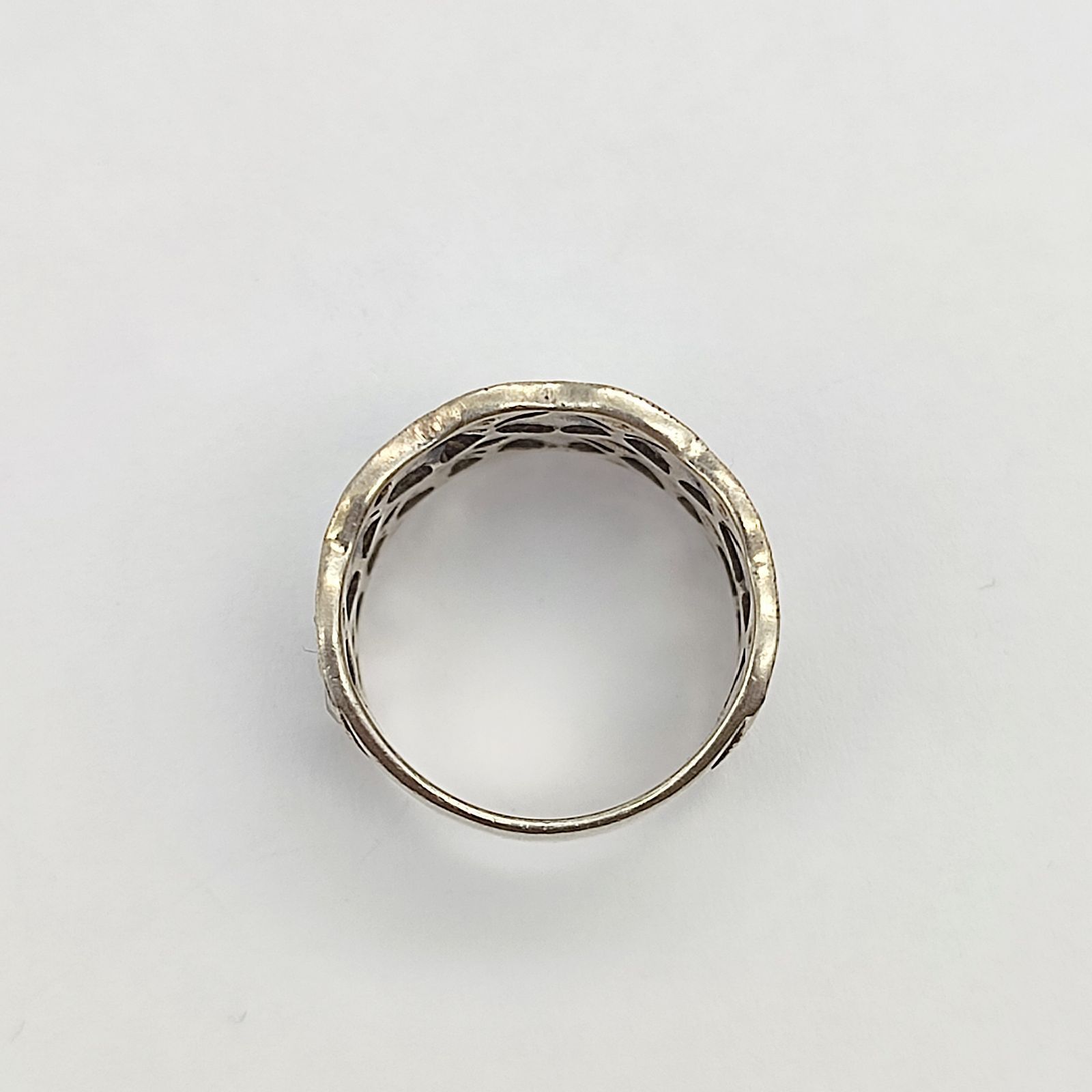 美品】碌山 ロクザン パイライトワイドリング 透かし SILVER シルバー