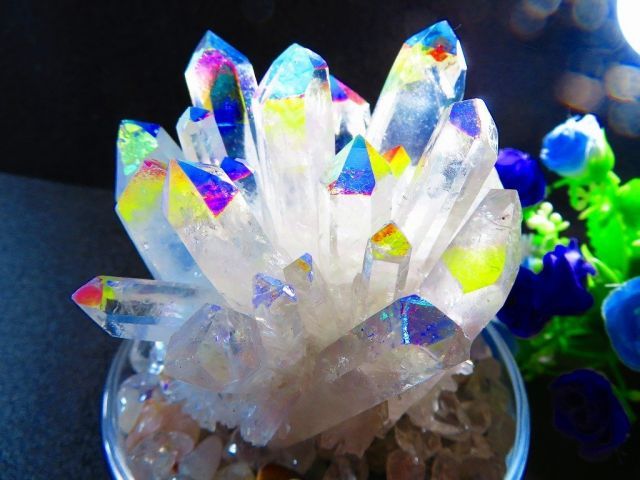 ☆上級贅品☆新入荷天然アーカンソー産 レインボーオーラ水晶