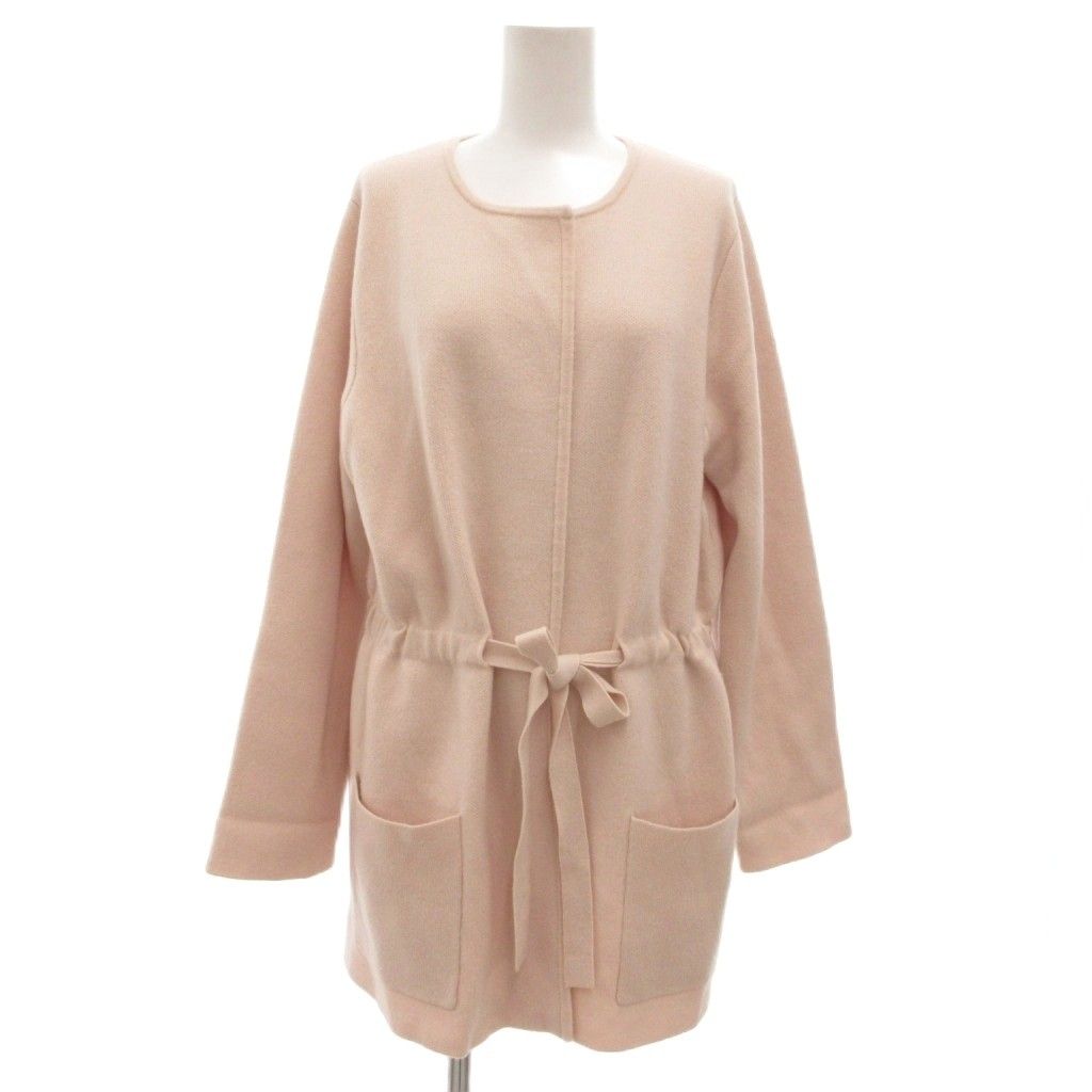 ソブ sov. ダブスタ 20 AW コーディガン ニットジャケット カシミヤ 38 ピンクベージュ系 ノー ドローストリング ウエストリボン UO