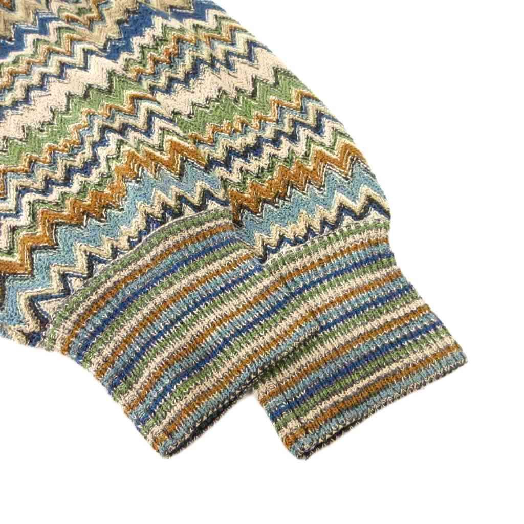 ミッソーニ MISSONI ニット セーター 長袖 50 緑系 総柄 マルチカラー