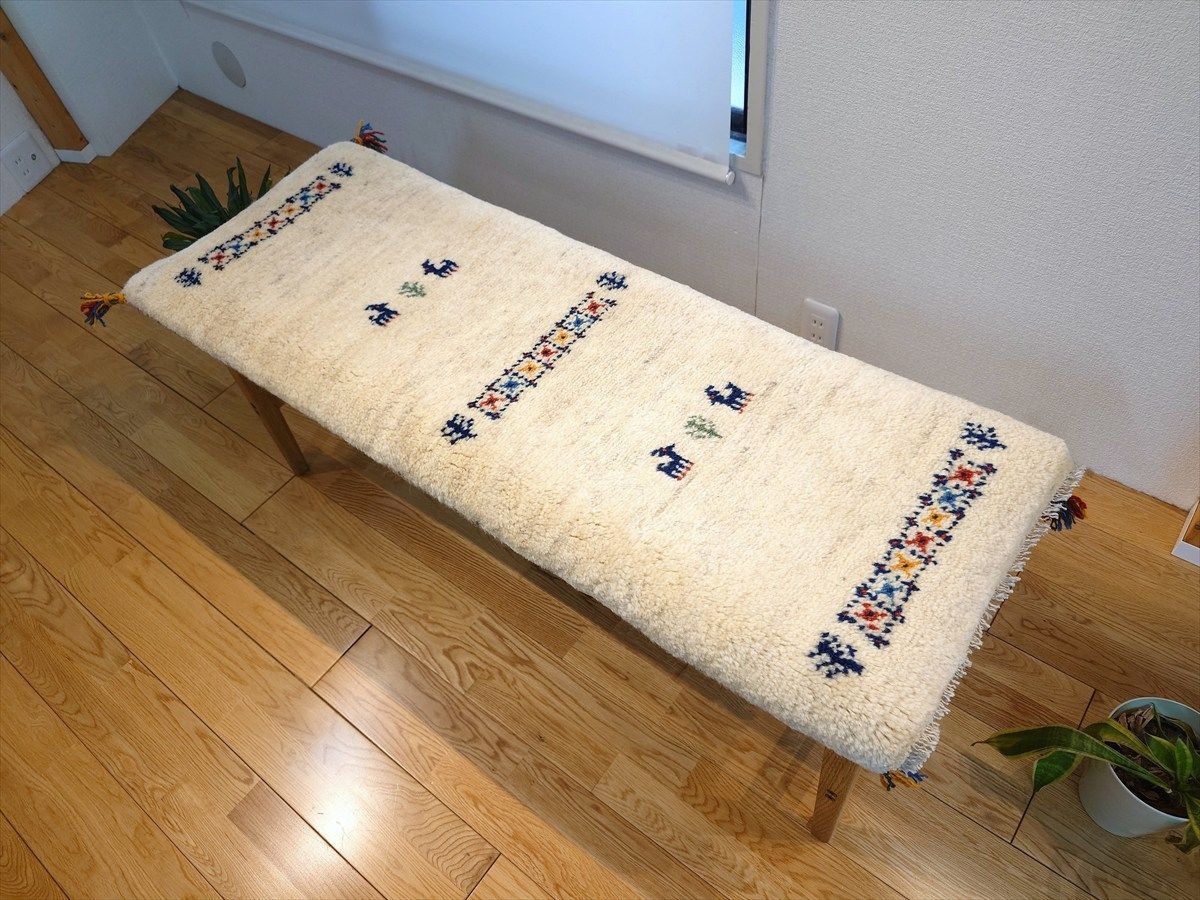 ペルシャ ギャッベ ミニランナー ラグ 120 x 45 cm ヤギ 生命の木 パネル RJ 15857