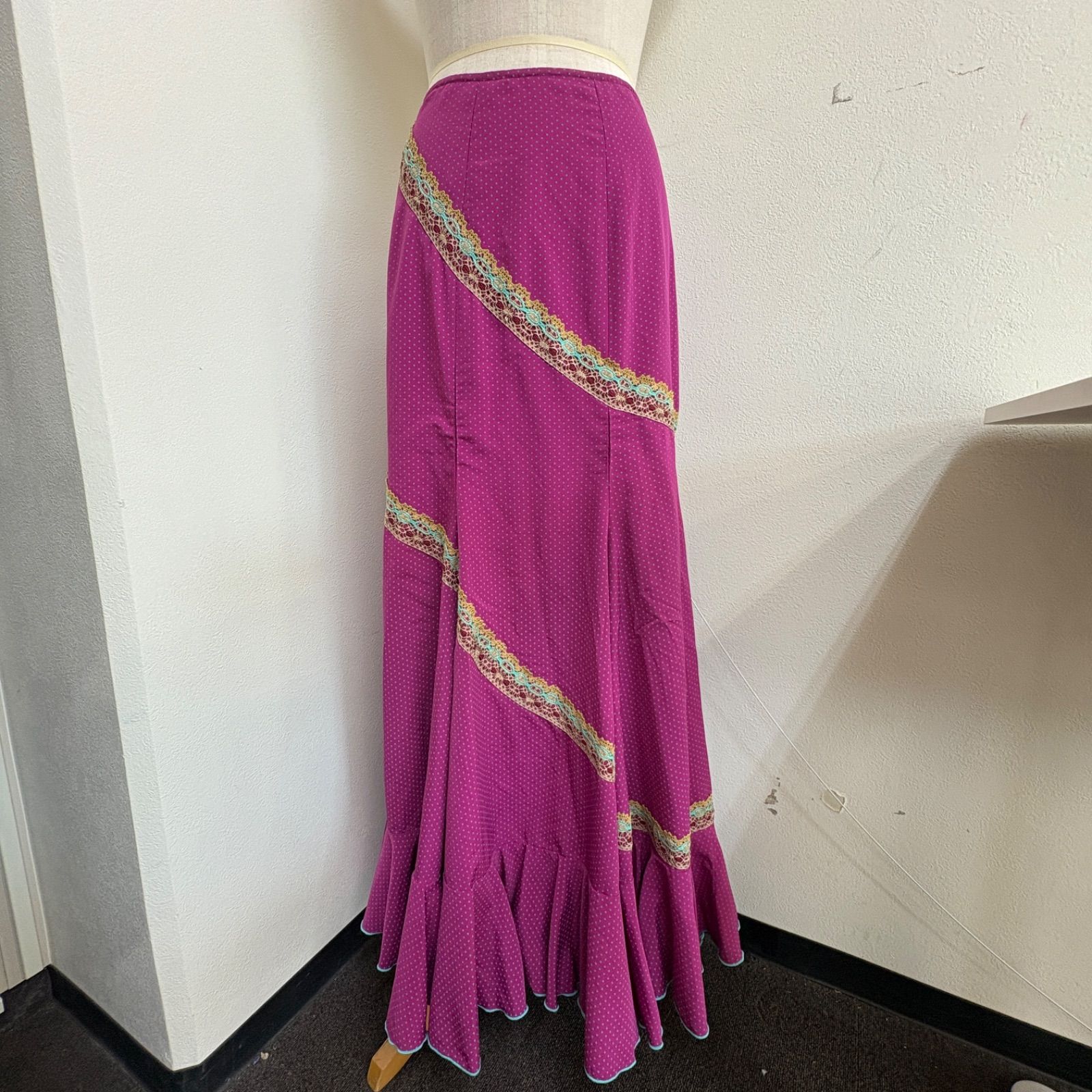 ソニアジョーンズ】フラメンコ衣装 スカート ファルダ パープル ドット