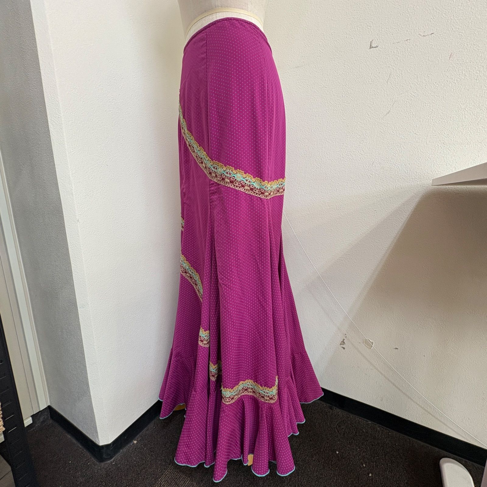 ソニアジョーンズ フラメンコ衣装 スカート ファルダ パープル ドット フリル