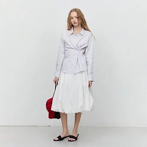 Dunst バルーン ミディ スカート 白