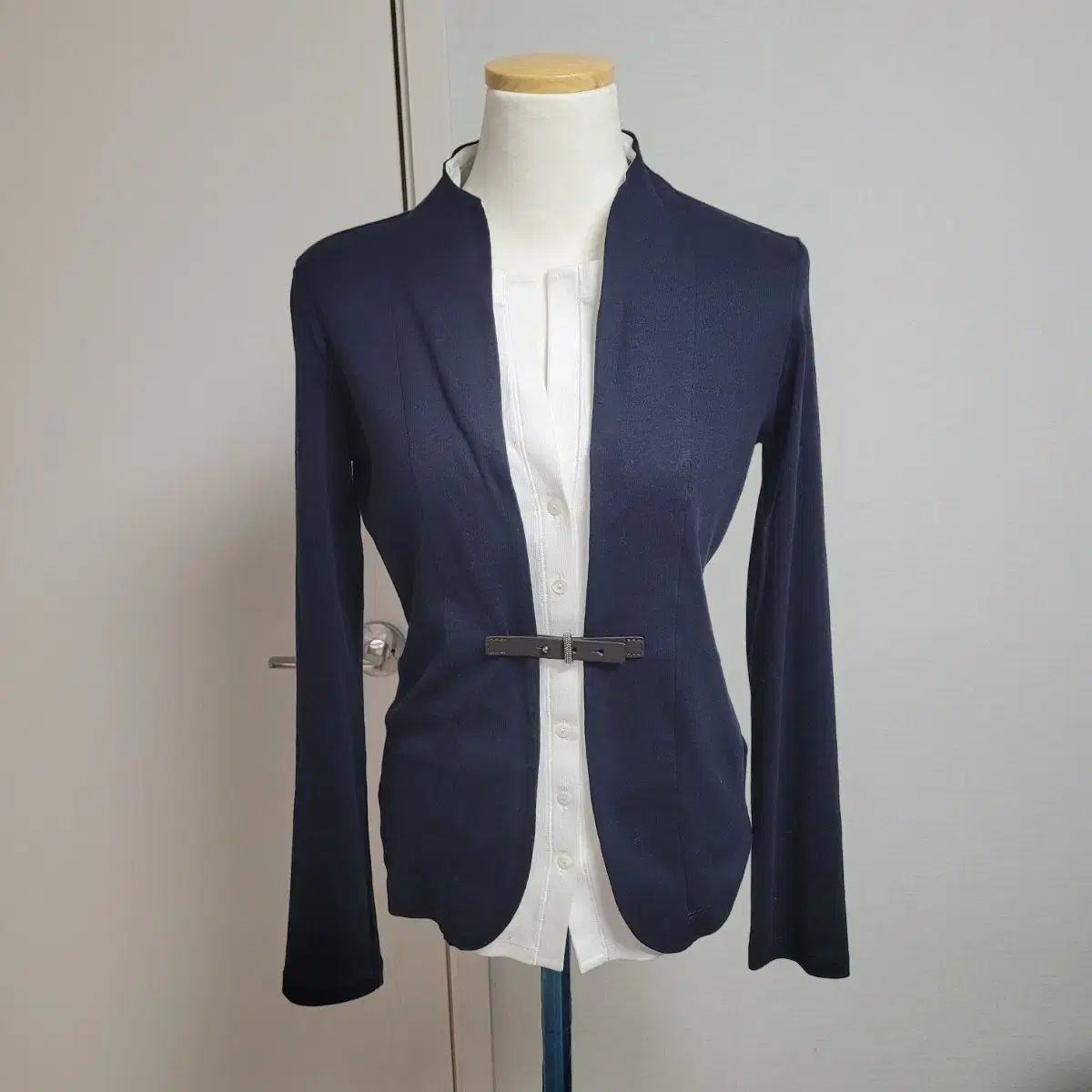 ファビアナフィリッピ ネイビー ベルト 装飾 カーディガン