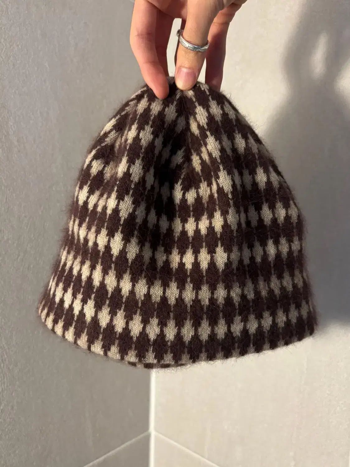 Ca 4 la アンゴラ チェック ビーニー